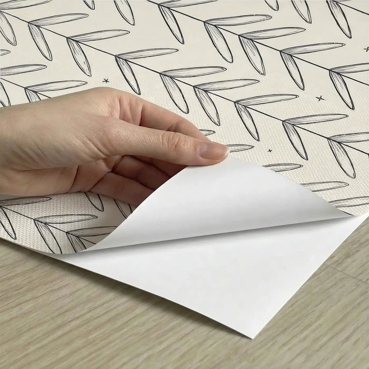 Herringbone Zigzag Hand-Drawn peel and stick material close-up - Whimsy Tots