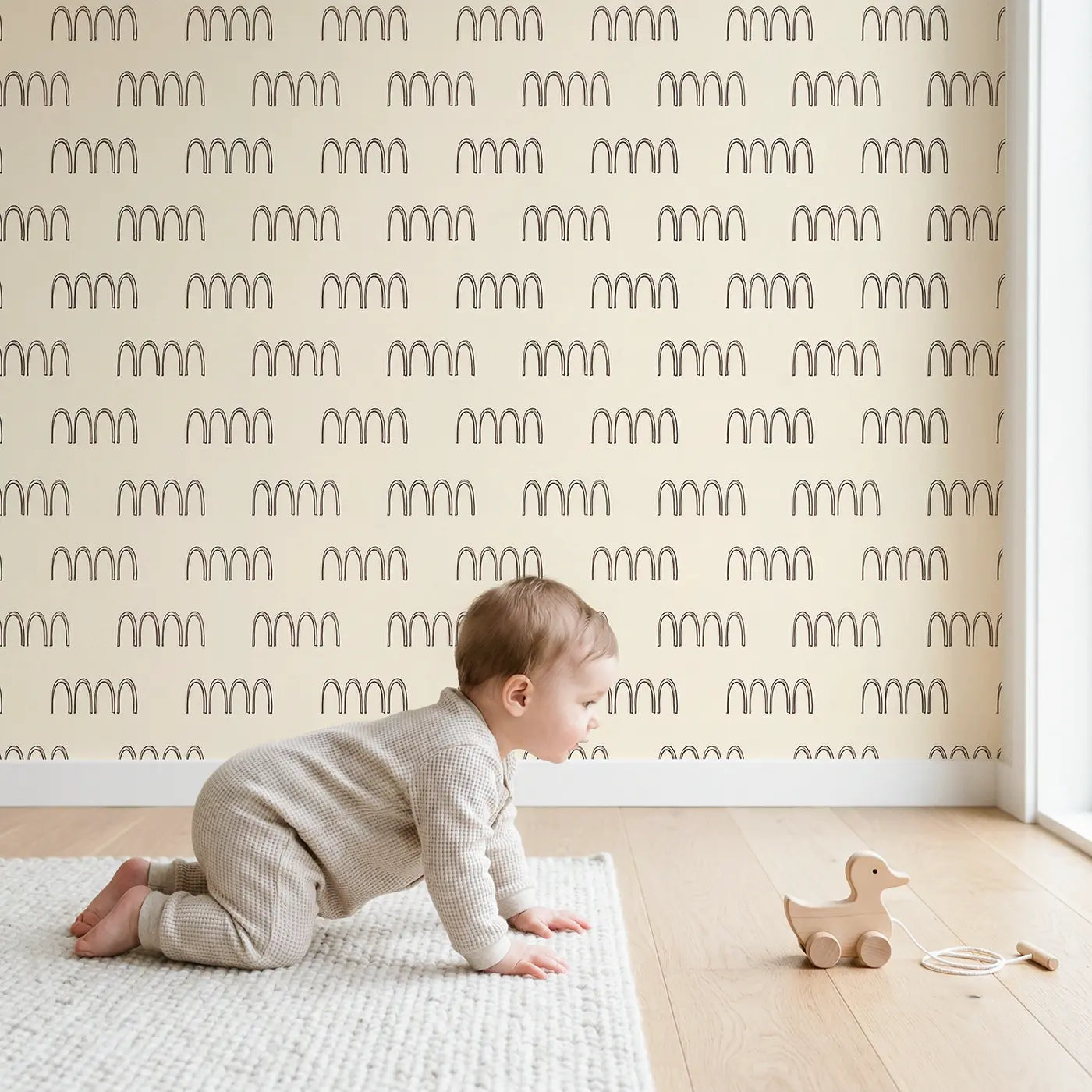 Arch Rows Hand-Drawn wallpaper in styled kids room - Whimsy Tots