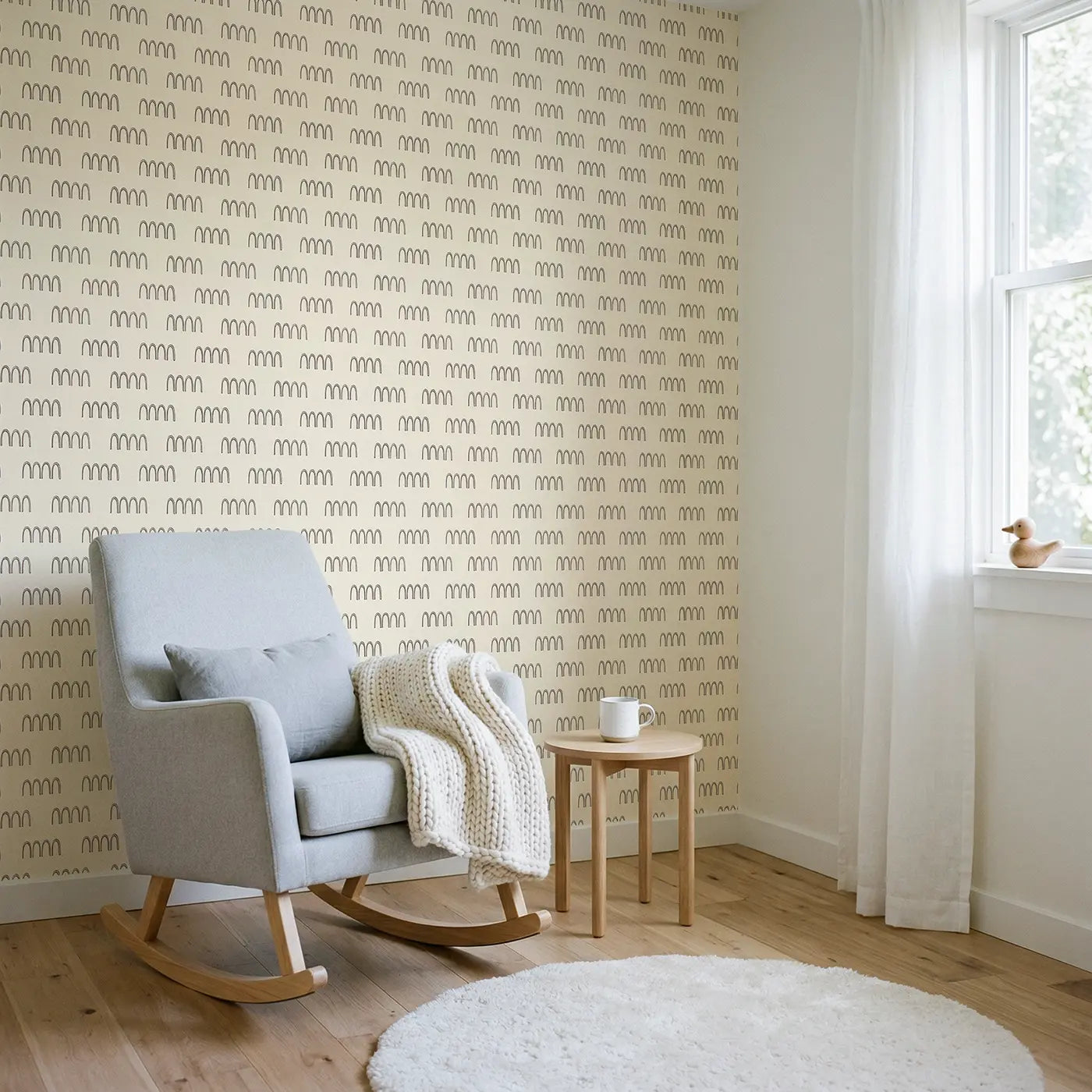 Arch Rows Hand-Drawn wallpaper in Scandinavian nursery - Whimsy Tots