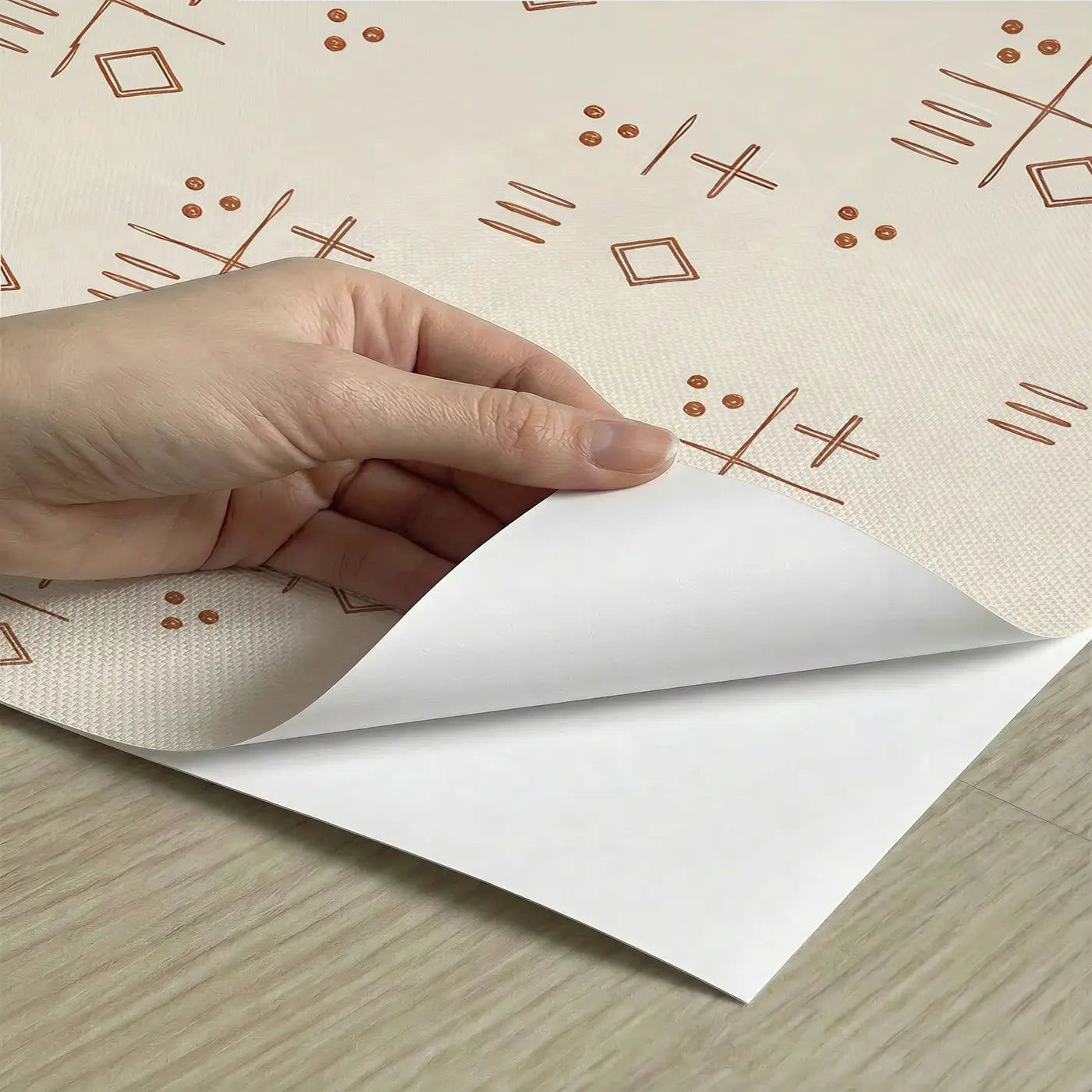 Mudcloth Symbols: Hand-Drawn peel and stick material close-up - Whimsy Tots