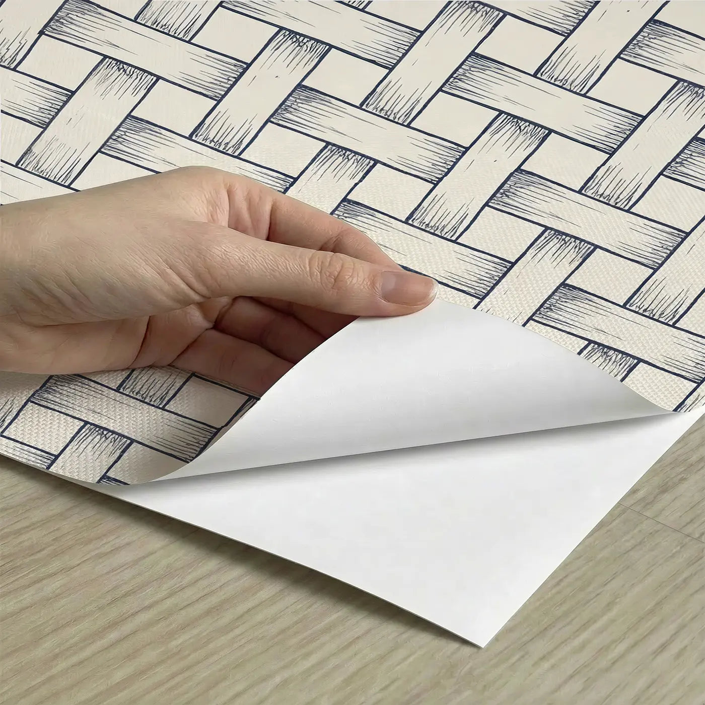 Basket Weave Hand-Drawn peel and stick material close-up - Whimsy Tots