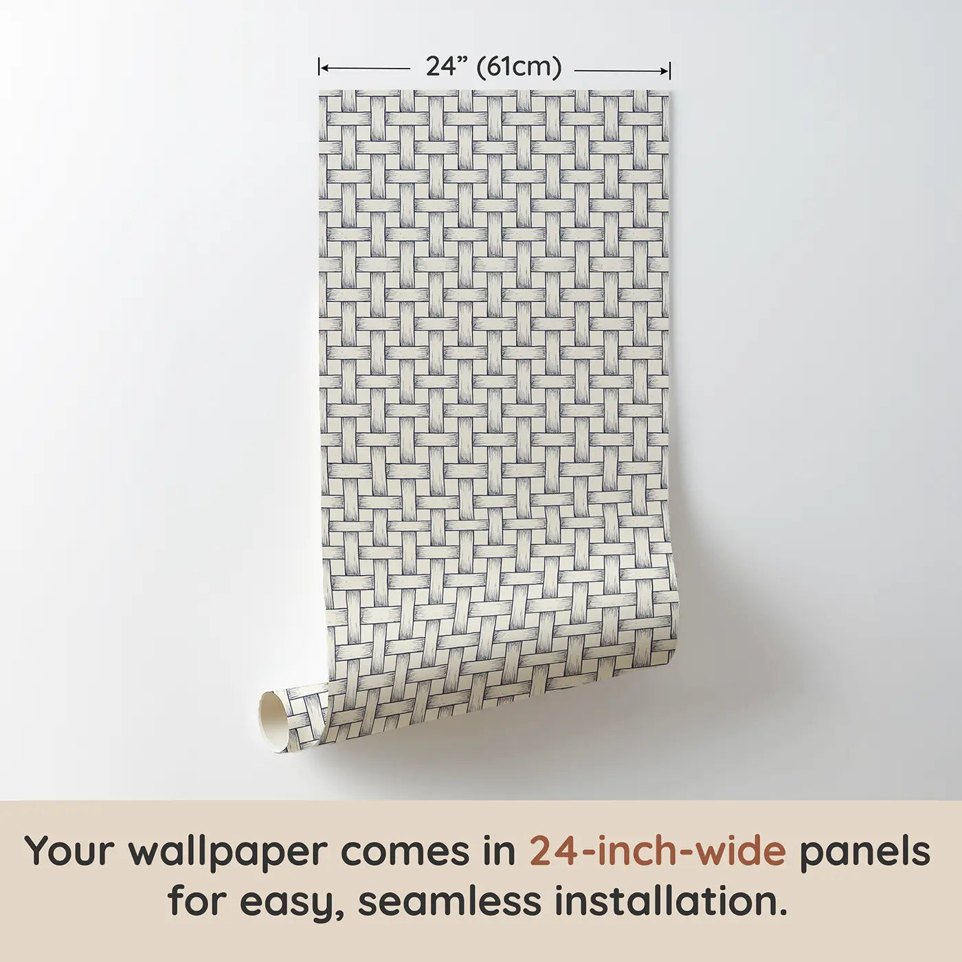 Basket Weave Hand-Drawn wallpaper panel dimensions - Whimsy Tots
