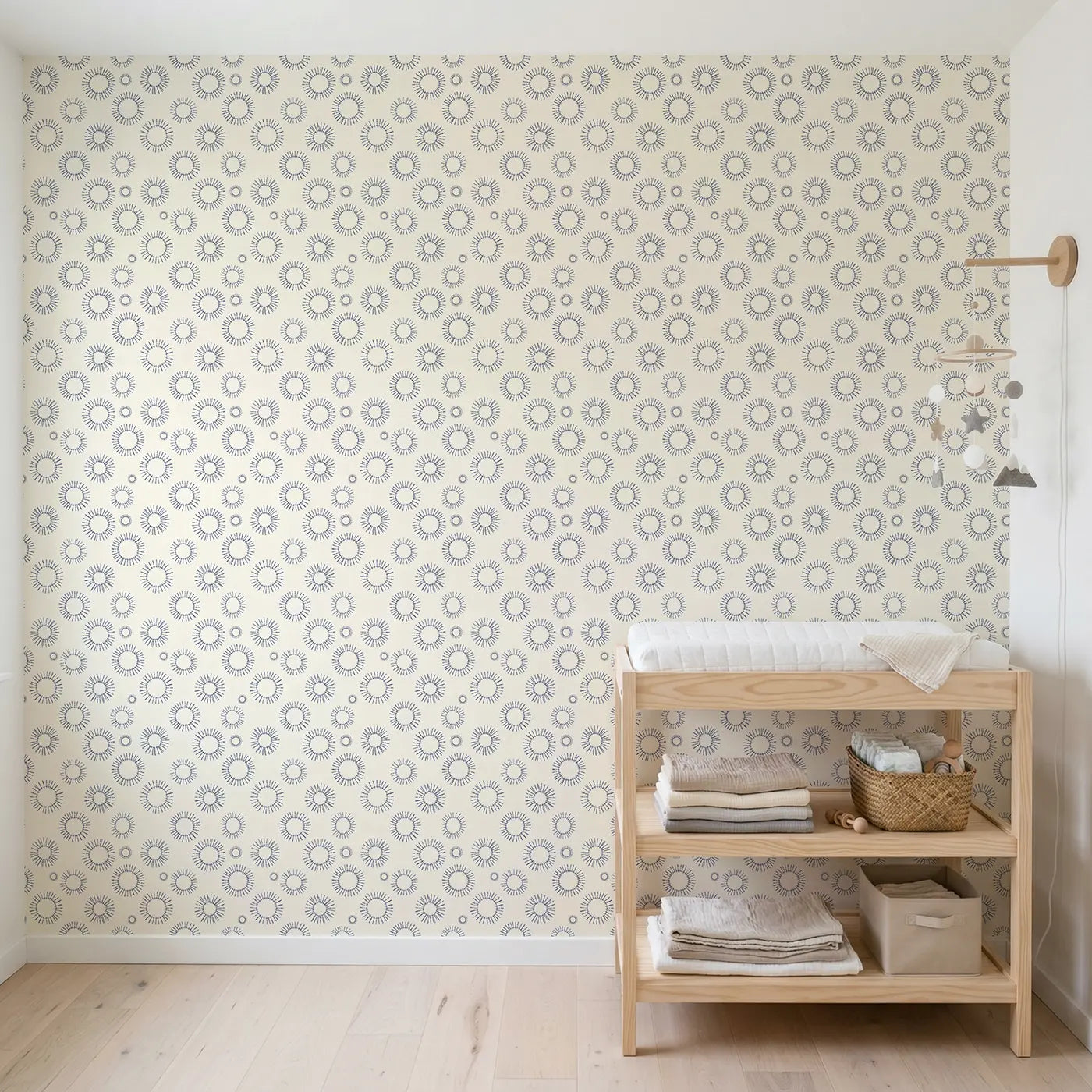 Shibori Circle Hand-Drawn wallpaper in Scandinavian nursery - Whimsy Tots