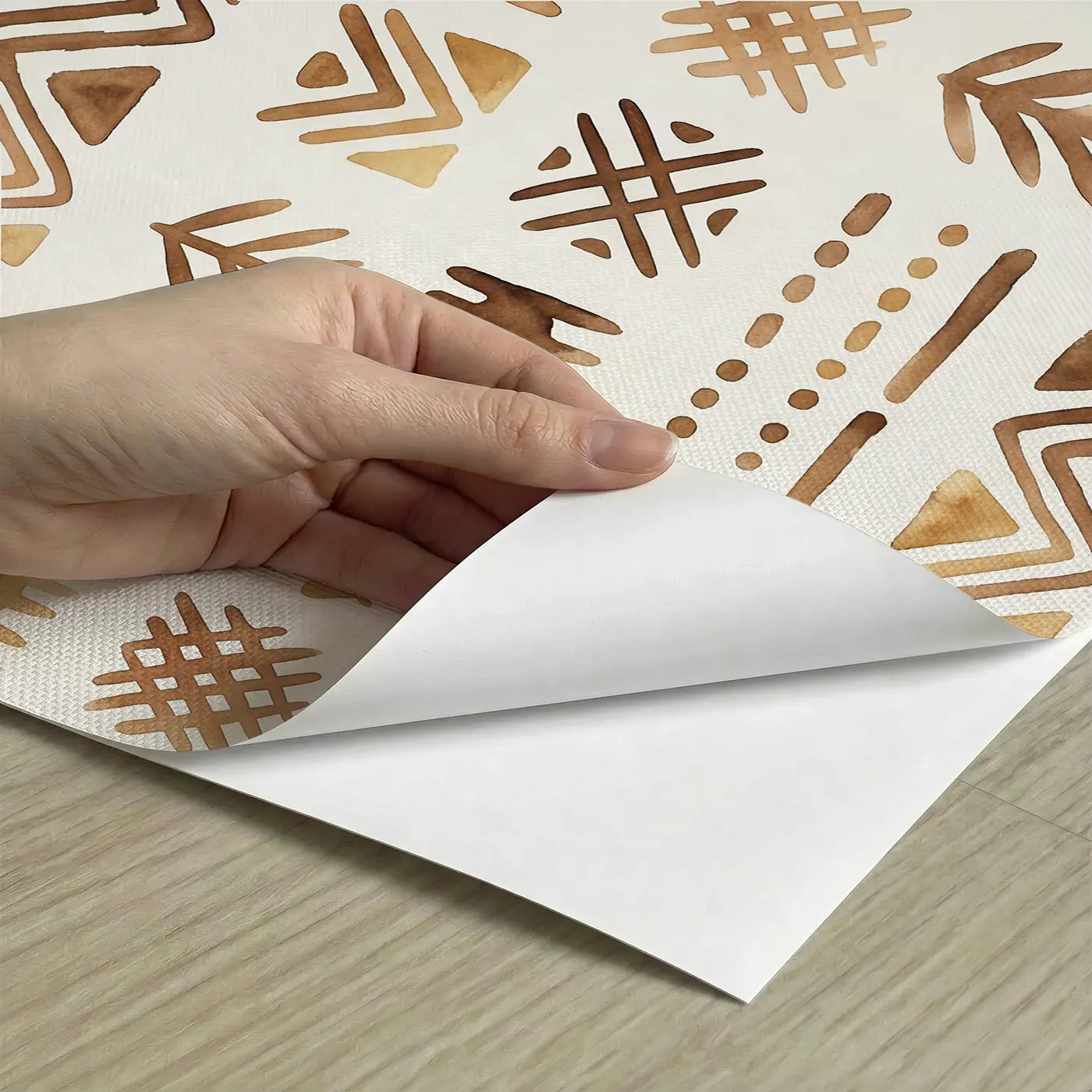 Mudcloth Marks Watercolor peel and stick material close-up - Whimsy Tots