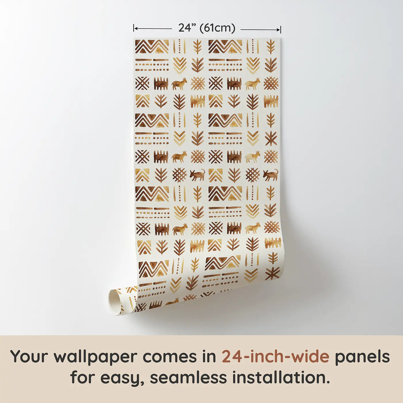 Mudcloth Marks Watercolor wallpaper panel dimensions - Whimsy Tots