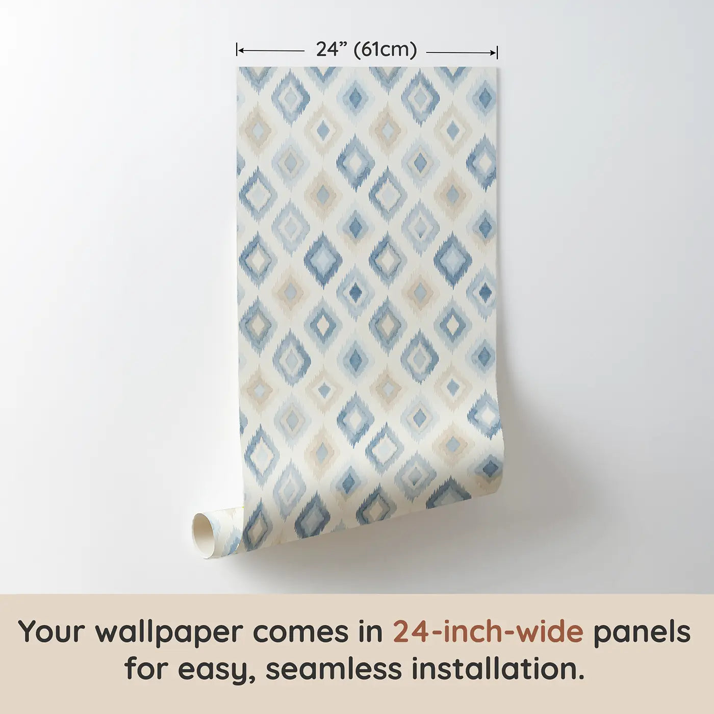 Ikat Diamond Watercolor wallpaper panel dimensions - Whimsy Tots