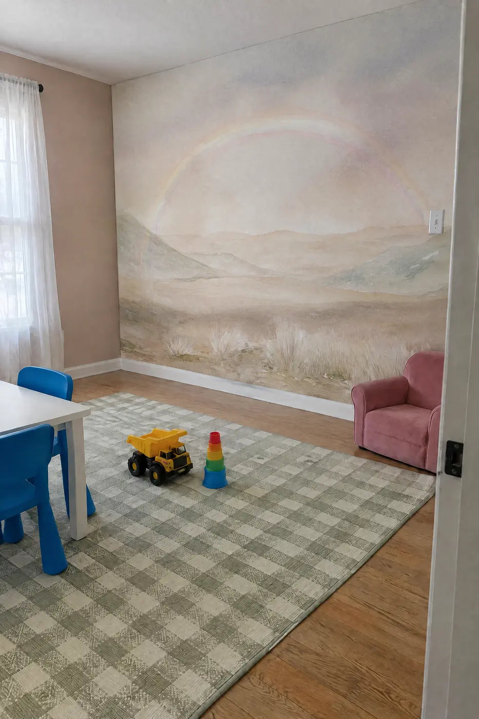 Hazy Rainbow Hills Wallpaper Mural in a playroom by Whimsy Tots
