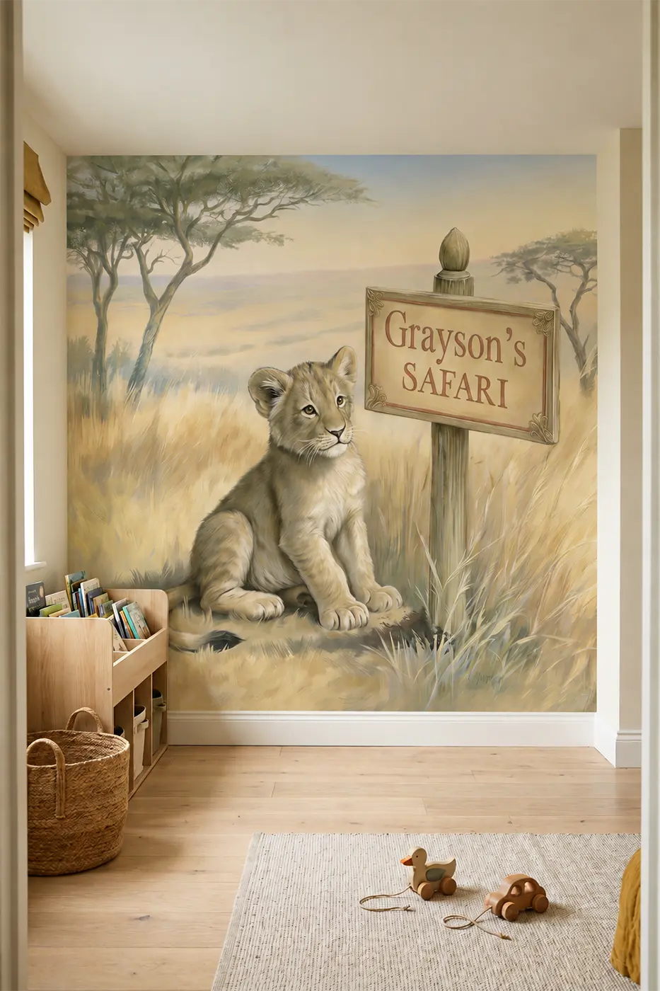 Lion Cub Safari Personalized Wall Mural